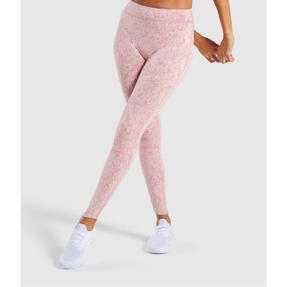 Gymshark fleur texture ankle leggings pink‎ marled size XS - Picture 1 of 8